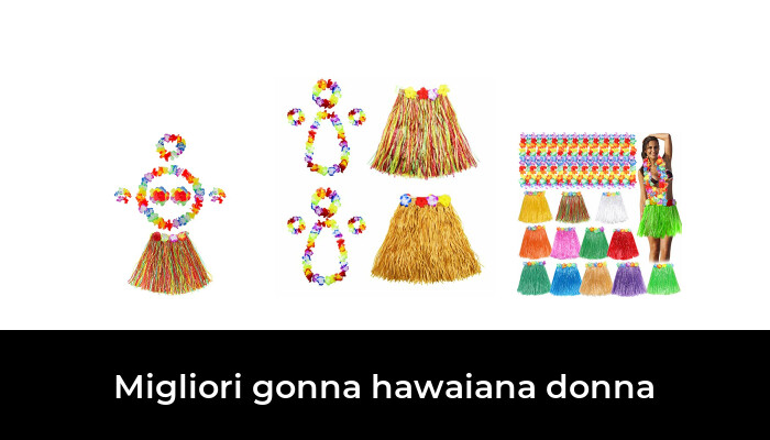HONGXIN-SHOP Gonna di Erba Hawaii Luau Elastico Costume Fancy Dress Fiori Braccialetti Fascia per Capelli Collana per Ragazze Donne Festa di Compleanno Forniture 2 Set