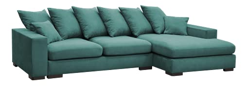 3xEliving Madrid Mini divano ad angolo con funzione di letto | Funzionale divano ad angolo sinistro in VERDE SCURO. 285x155x92.