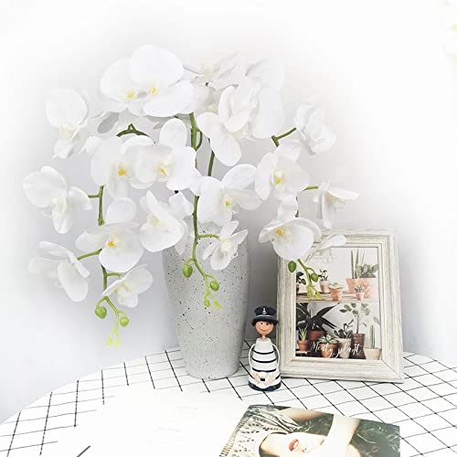 4 mazzi di orchidee artificiali da 106,7 cm, in lattice vero tatto, per orchidee Phalaenopsis, fiori artificiali, per matrimoni, feste, casa, giardino, decorazione (bianco)