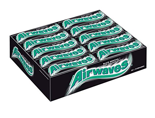 AIRWAVES - Chewing-Gum dal gusto BLACK MENTHOL, senza zuccheri - 30 astucci da 10 confetti - 420 g