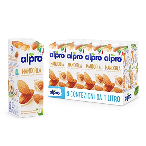 ALPRO CLASSICO, Bevanda alla MANDORLA, 100% vegetale con vitamine B2, B12 e D (8 confezioni x 1 Litro)