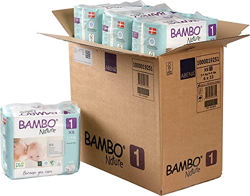 Bambo Nature - Pannolini premium Eco Nappies, taglia 1 (2-4kg)