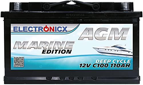 Batteria AGM 110AH Electronicx Marine Edition barca nave fornitura batteria 12V batteria profonda barca batteria auto batteria solare batteria solare