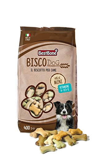 Bestbone Biscodog Mini Mix Mini Biscotti Gustosi e Croccanti per Cani Vitamina A, e E D3 Confezione da 400 Gr - 400 g