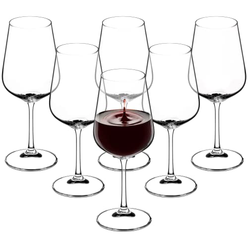Bicchieri da vino rosso kadax realizzati in vetro di cristallo, set 6er, 450 ml, bellissimi bicchieri da vino con steli alti, vino rosso per casa, festa, alta qualità, ampie sottobicchieri