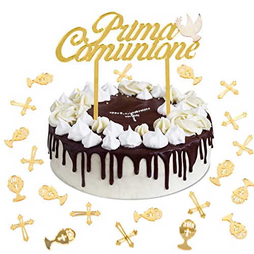 Cake Topper Prima Comunione Topper Torta Oro 30pz Coriandoli Croce ...