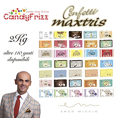 CandyFrizz Kit Confetti Maxtris per confettate o Bomboniere Gusti a Scelta per Matrimonio, Battesimo, Nascita, Comunione, Laurea, Diploma, Feste ( 2 Kg Quantitativo per circa 14 invitati)
