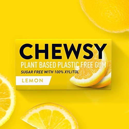 Chewsy - Limone | Chewing gum naturale, senza plastica | Senza zucchero, senza aspartame | 100% xilitolo, adatta ai denti | Vegano 15 g (confezione da 12, 120 pezzi)
