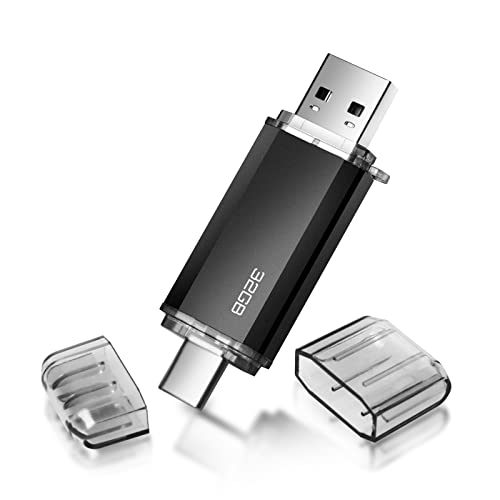 Chiavetta USB 32 Giga, Bifrost Tipo C Pendrive 32gb 2-in-1 OTG Pennetta USB 32 GB Portatile USB C Flash Drive per PC, Tablet, Laptop, Smartphone con Type-C, etc (Nero)