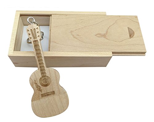 Chiavetta USB in legno di acero a forma di chitarra in scatola di legno Maple Wood 3.0 32GB