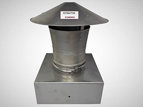 COMIGNOLO INOX BASE QUADRATA ANTIVENTO ANTIPIOGGIA ASPIRA FUMO EXTRACTOR (320x320 mm Uscita D. 200 mm)