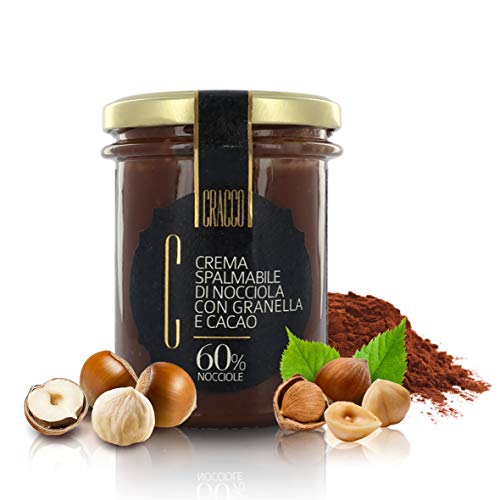 Crema Spalmabile alla Nocciola con Granella e Cacao, 60% Nocciole, 175 Grammi