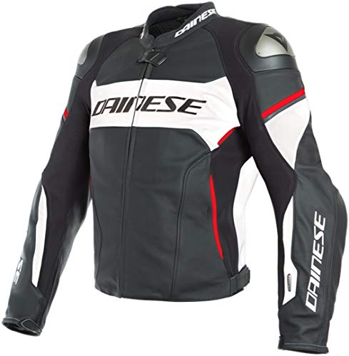 Dainese Racing 3 D-Air Airbag Giubbotto moto in pelle Nero Bianco Rosso