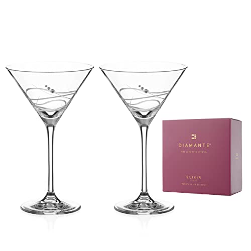 DIAMANTE Martini - Coppia di bicchieri da cocktail  Soho , impreziositi da cristalli Swarovski, confezione regalo da 2