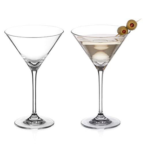 DIAMANTE Martini - Coppia di bicchieri da cocktail Prosecco collezione Auris in cristallo non decorato, confezione regalo da 2