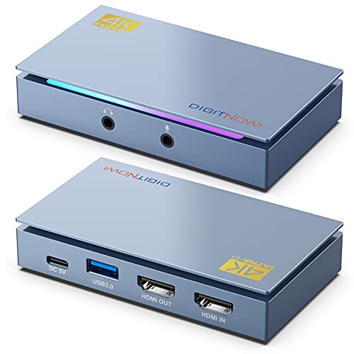 DIGITNOW! Scheda di Acquisizione Video 4K, USB 3.0 HDMI Live Gamer, Streaming e Registrazione Video Passthrough 4K60 Zero-Lag, Plug and Play per PS5 PS4, Switch, Xbox