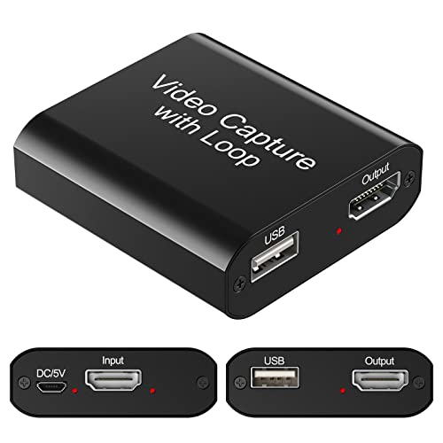 DIGITNOW! Schede di acquisizione Video con Loop out, 1080P 60FPS USB 2.0 HDMI Capture Live Streaming, HDMI Capture per PS4, Nintendo Switch, Xbox One e Xbox 360