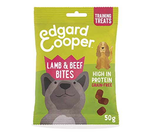 Edgard & Cooper Biscotti per Cani Cuccioli Adulti e Anziani di Addestramento Mangime Naturale Senza Cereali Agnello e Manzo Fresco, Sacchetto di 50g, Deliziosi Dolci Proteici per l Educazione