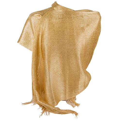 Emila Stola oro cerimonia coprispalle elegante a rete con frange foulard scialle grande sciarpa lurex da matrimonio per abito da sera giorno primavera estate 2022 estivo Oro