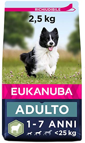 Eukanuba Cibo secco per cani per cani adulti attivi di taglia piccola e media, ricco di agnello e riso, 2,5 kg