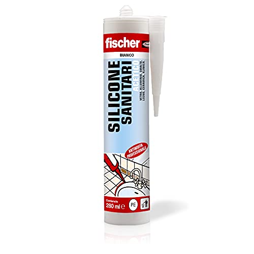 Fischer SAS Bianco, Silicone Sigillante Antimuffa interno esterno a Base Acetica per Ambienti Sanitari come Bagno, Doccia, Ceramica, 9361