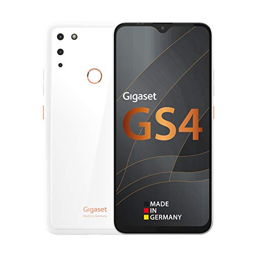 Gigaset GS4 Gigaset GS4, Smartphone Made in Germany con Display 6.3  Full HD+ e V-Notch, batteria da 4300 mAh con ricarica veloce, NFC, 4GB RAM + 64GB memoria interna, Android 10, Pure White