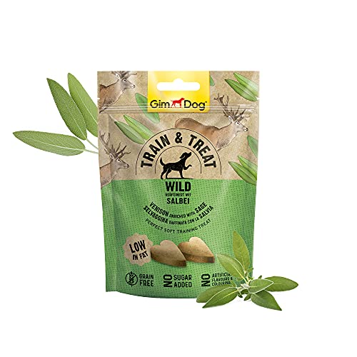 GimDog TRAIN & TREAT Adult - Selvaggina con salvia - Leccornie senza cereali a basso contenuto di grassi, ideali come snack nell’addestramento - 1 sacchetto (1 x 125 g)