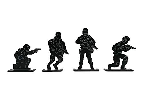 Glac Store 4 Mini Bersagli Sagoma Forma Soldati Target in Metallo...