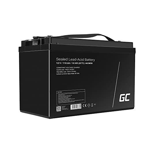 GreenCell Batteria AGM 12V 110Ah al piombo accumulatore sigillata VRLA Senza manutezione ricaricabile Batterie di ricambio ermetica | Fotovoltaico | Barca | Sedia a rotelle | Solare | Camper | RV