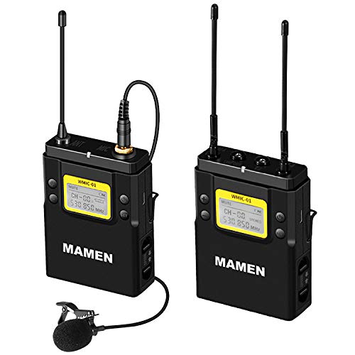Indovis WMIC-01 K1 (1-1) - Sistema di microfono professionale UHF senza fili per fotocamere SLR DSLR, smartphone, videocamere, ricezione del segnale stabile, portata 100 m, facile da usare