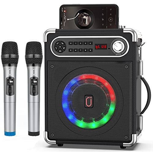 JYX Casse karaoke con 2 microfoni wireless, Altoparlante portatile ...
