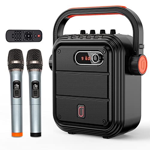 JYX Sistema PA Audio con 2 Microfoni, Bluetooth Altoparlante Amplificato portatile Impianto Karaoke, Cassa Karaoke Professionale Supporto TWS, FM,AUX, REC, TF, USB (UHF)