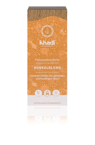 khadi Tinta Naturale per Capelli BIONDO SCURO, biondo scuro cenere e opaco, 100% vegetale, naturale e vegano, cosmetici naturali certificati, 100g