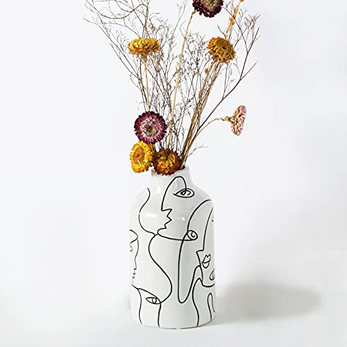 Kimdio Vaso da fiori decorativo in ceramica con faccia irregolare, per la decorazione della casa, soggiorno, casa, ufficio, centrotavola, tavolo e matrimonio