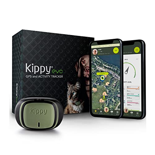 Kippy Evo - Collare GPS per Cani e Gatti con Localizzatore e Rilevatore dell Attività e dello Stato di Salute - Accessori Cani e Gatti - con Batteria a Lunga Durata e Torcia LED - Verde