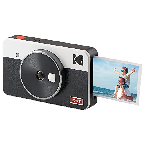 Kodak Mini Shot 2 Retro, Fotocamera Istantanea Portatile e Stampante Fotografica, iOS e Android, Bluetooth, Tecnologia 4Pass, 54x86mm -Bianco- 8 Fogli
