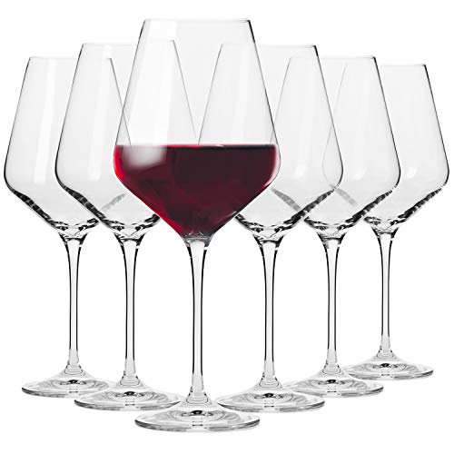 Krosno Grandi Bicchieri Calice Vino Rosso | Set di 6 | 490 ML | Collezione Avant-Garde | Ideale per la Casa, Ristorante Feste e Ricevimenti | Adatto alla Lavastoviglie