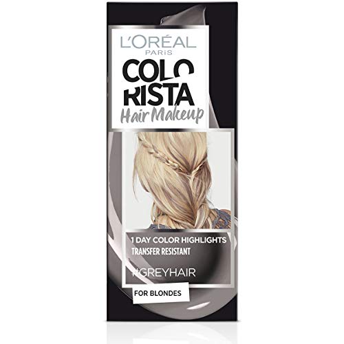 L Oréal Paris Colorista Hair Makeup Colorazione Temporanea 1 Giorno per Ciocche e Punte, Tinta per Capelli Biondi, Meches Grigio, 30 ml