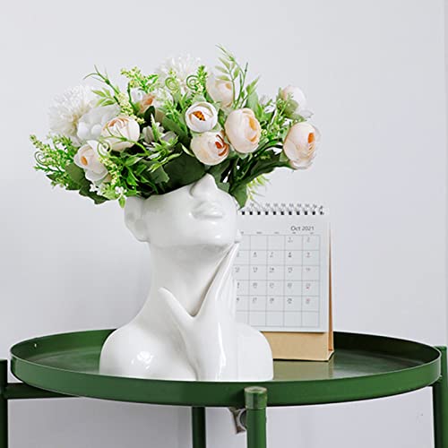 Lazyspace Vaso da fiori per il viso, vaso per la testa, per il viso, con testa umana, a forma di ragazza, vaso creativo a forma di uomo, per scrivania, decorazione per la casa