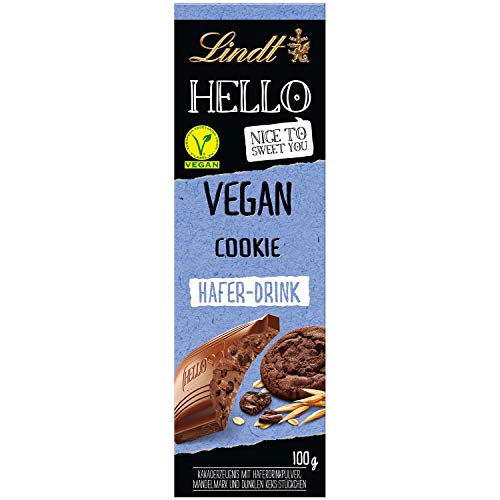 Lindt Hello VEGAN - Tavolette vegane di cioccolato al latte, 100 g, 3 varietà, Nocciola, Biscotto e Caramello Salato (Biscotto)