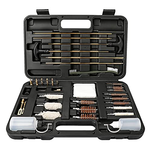 LINGSFIRE Kit per Pulizia Armi Universale, 85pcs Kit di Accessori per la Pulizia di Pistole e Fucili con Custodia per Prodotti per la Pulizia delle Armi da tiro per l addestramento alla Caccia