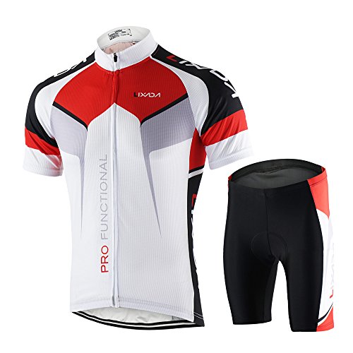 Lixada Abbigliamento Ciclismo Uomo Asciugatura Veloce Maglia Manica + Pantaloncini Abbigliamento da Ciclismo Abbigliamento Sportivo da Equitazione