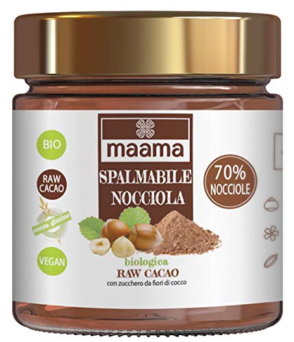 MAAMA | SPALMABILE ALLA NOCCIOLA (70%) & RAW CACAO | Cioccolato Raw Biologico | Vegano, Kosher | Ricco di Nutrienti | 1 x 200 g