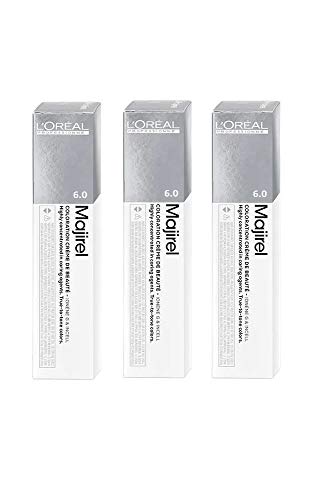 Majirel L Oréal n. 6.0 - Confezione da 3 tinte per capelli biondo scuro profondo da 50 ml