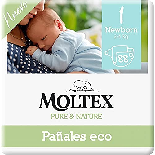 Moltex Pure & Nature - Pannolini ecologici Taglia 1 (2-5 kg) - 88 pannolini