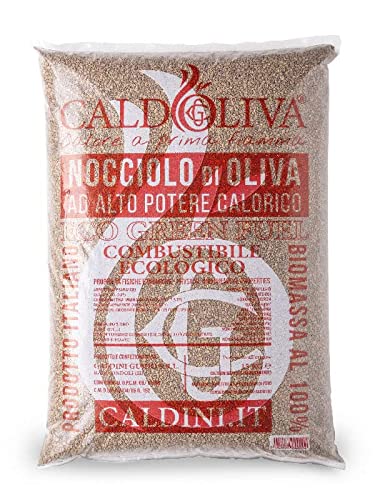 Nocciolo di oliva CALDOLIVA ad alto potere calorifico - Sacco da 15 kg - Combustibile ecologico Biomassa al 100% Eco Green Fuel Prodotto Italiano