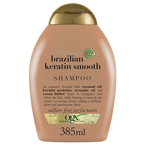 OGX Shampoo, Lisciante Cheratina brasiliana, per Capelli Crespi, Ri...