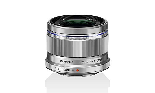 Olympus V311060SW000 M.Zuiko Digital Obiettivo 25mm 1:1.8, Micro Quattro Terzi, per Fotocamere OM-D e PEN, Argento