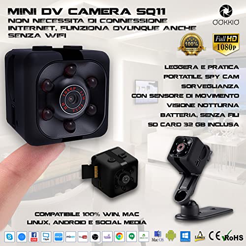 Ookkio Mini Telecamera Spia Nascosta, Microcamera Videocamera Spy C...