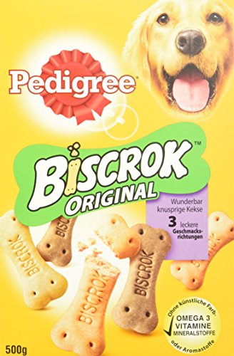 Pedigree Biscrok Original – biscotti croccanti per cani in 3 deliziosi gusti – pollo, agnello e manzo – 6 x 500 g